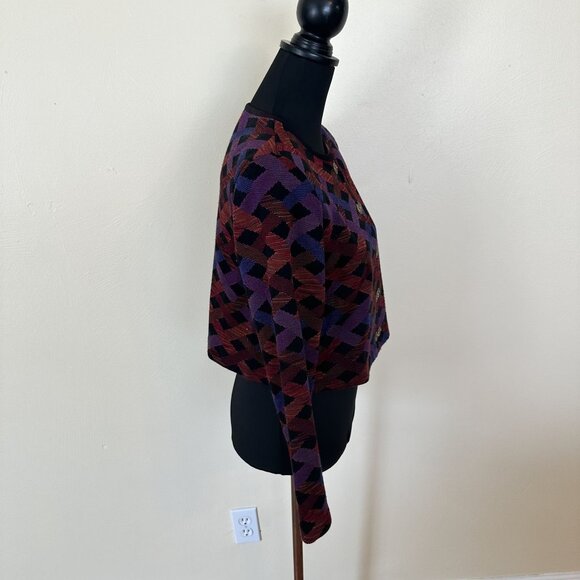 Vintage Positive Attitude Womens Geometric Cardigan Sweater Large 1980s Career - Picture 10 of 10